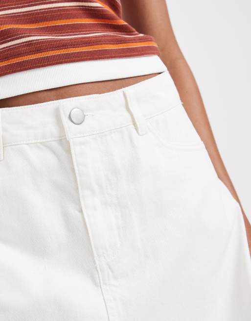 Pieces – Vit, a-linjeformad minikjol i denim, 3 av 5