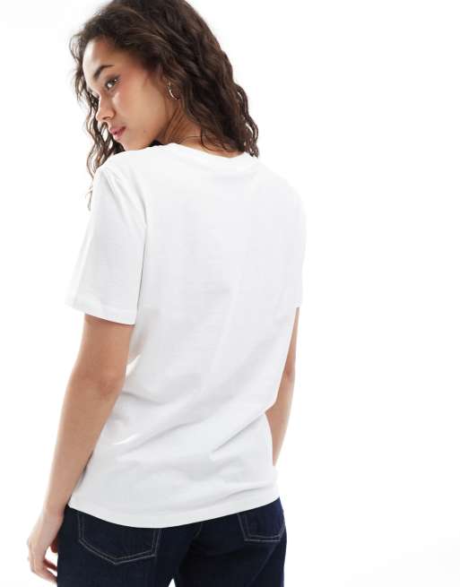 Pieces – Vit t-shirt i boyfriend-modell med körsbärsmotiv, 4 av 4