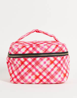 Pieces Wash Bag In Pink & Red Checkmulti ModeSens