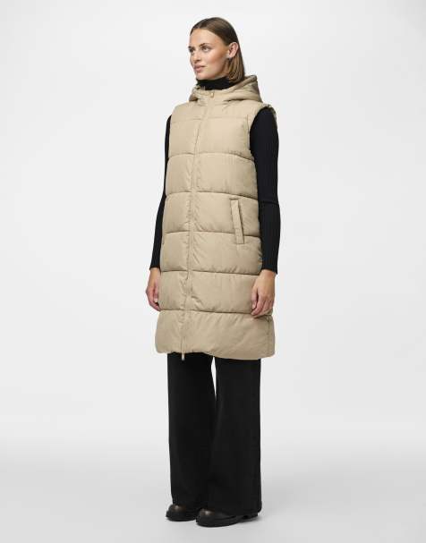 Pieces – Wattiertes Gilet in Creme - view 1