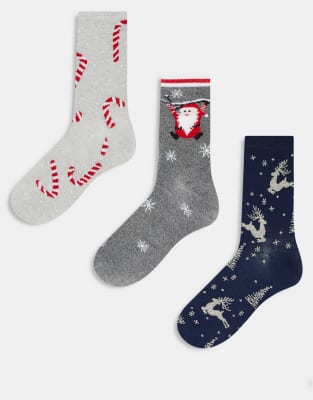 Pieces - Weihnachten - 3er-Pack glitzernde Socken in verschiedenen Farben in Geschenkbox-Bunt