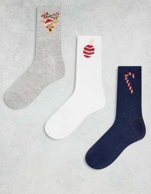 Pieces - Weihnachten - 3er-Pack Socken-Bunt