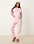 [Pieces] Pieces wellness 'sports & running club' cuffed trackies in baby pink (part of a set) L PINK