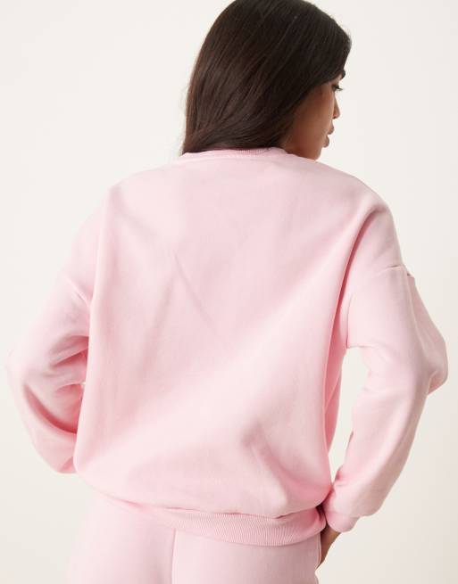 Pieces wellness sports running club sweatshirt in baby pink part of a set