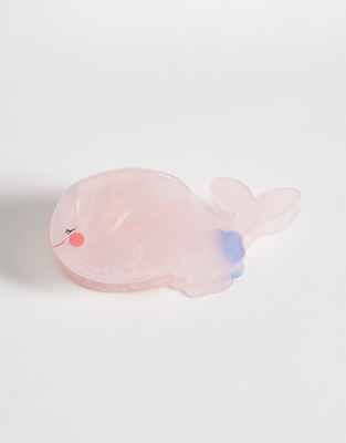Pieces whale hair claw clip in light pink