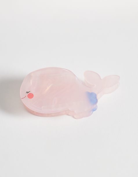 Pieces whale hair claw clip in light pink - view 1