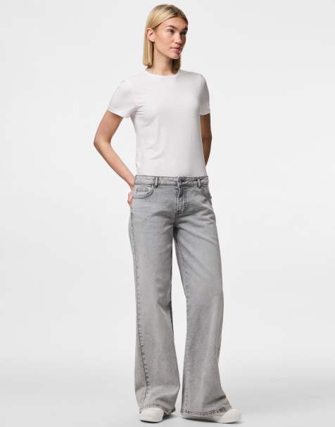 Pieces Wide fit jeans in light grey denim - view 1