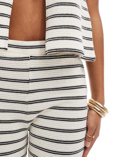 Pieces wide leg crochet pants in black and white stripes - part of a set, 5 of 5