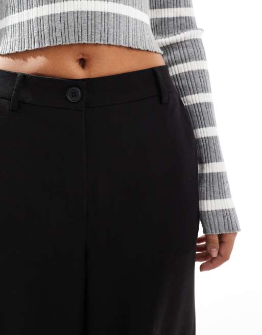 Pieces wide leg dad pants with belt loops in black - part of