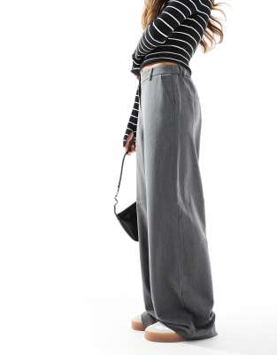 Pieces wide leg dad pants with belt loops in gray | ASOS