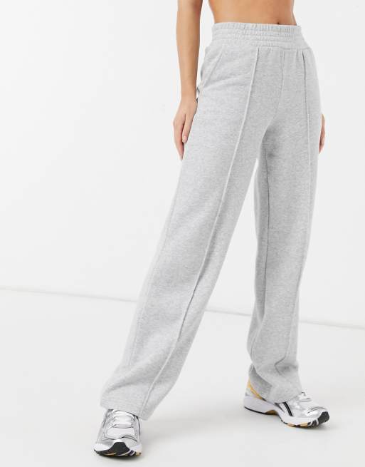 Pieces wide leg jogger co ord with front seam in light grey