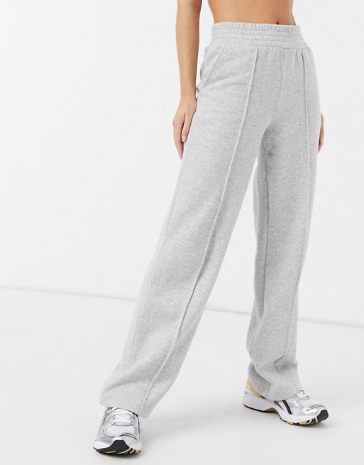 Pieces wide leg jogger co-ord with front seam in light grey