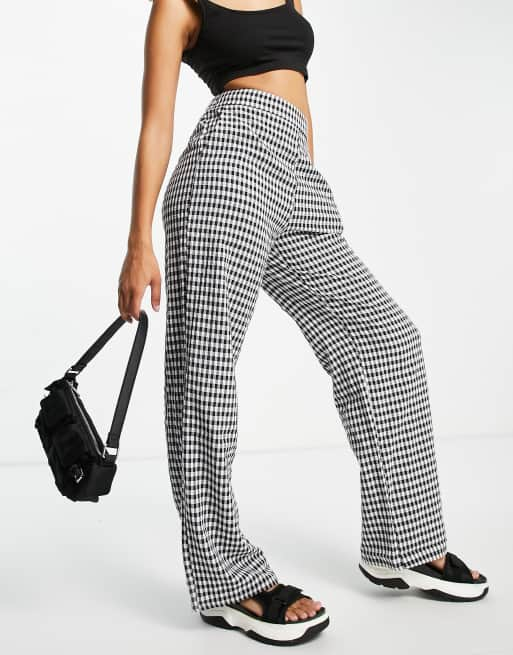 Wide leg gingham on sale pants