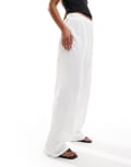 [Pieces] Pieces wide leg pants in white XL WHITE