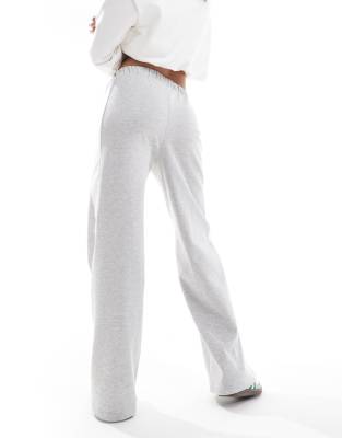 Pieces Wide Leg Side Stripe Sweatpants In Gray