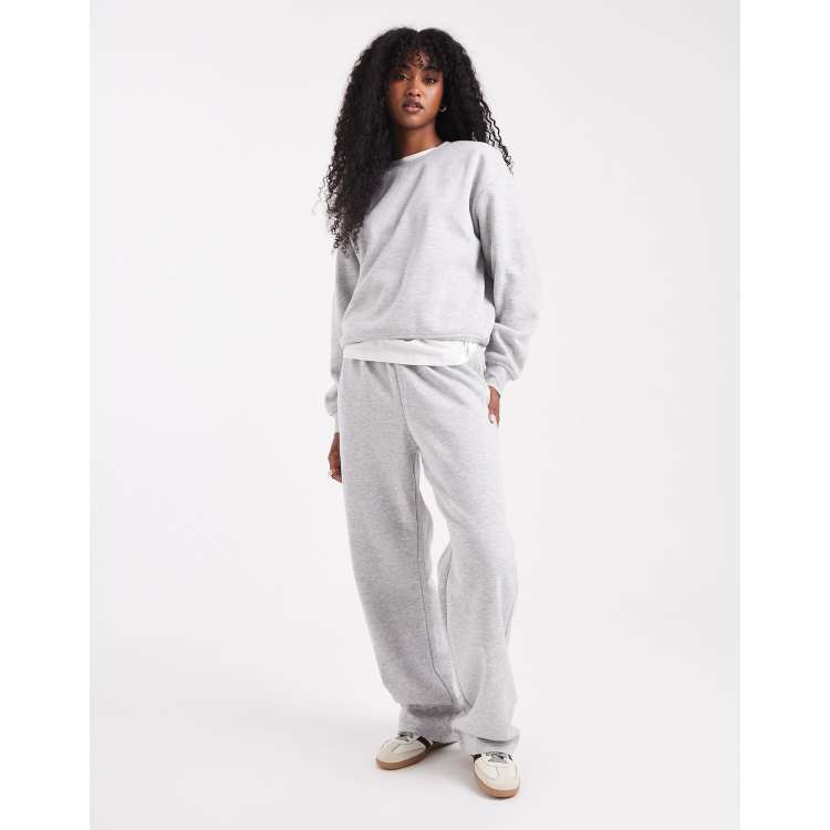 Pieces wide leg sweatpants in light heather gray - part of a
