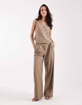 Pieces Wide Leg Tailored Pants In Green