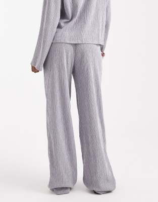 Pieces Wide Leg Textured Pants In Gray