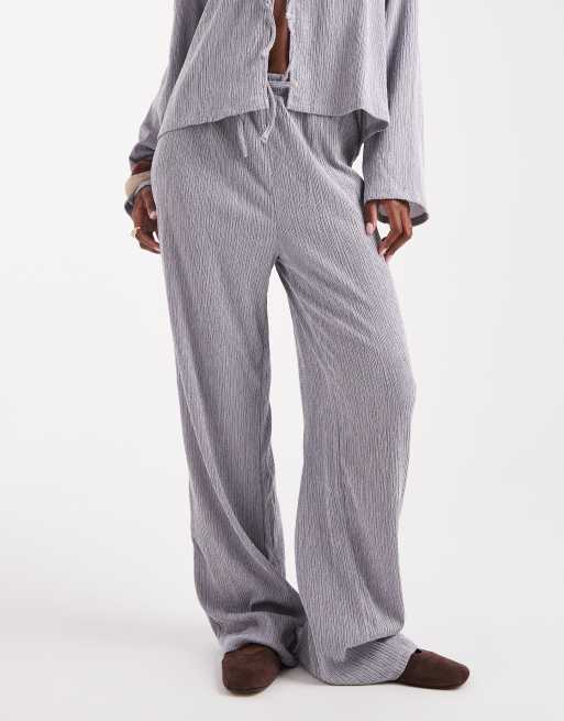 Pieces wide leg textured pants in pale grey (part of a set), 4 of 5