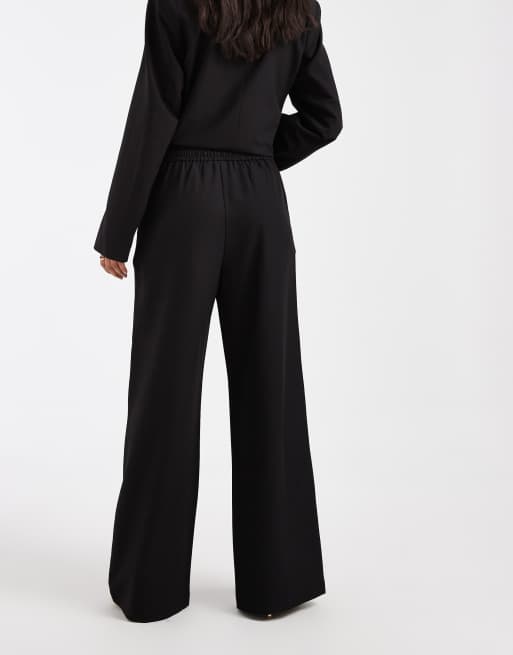 PIECES wide leg tie waist tailored pants in black - part of a set, 5 of 5
