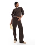 [Pieces] PIECES wide leg trackies in chocolate brown (Part of a set) XL Hot fudge