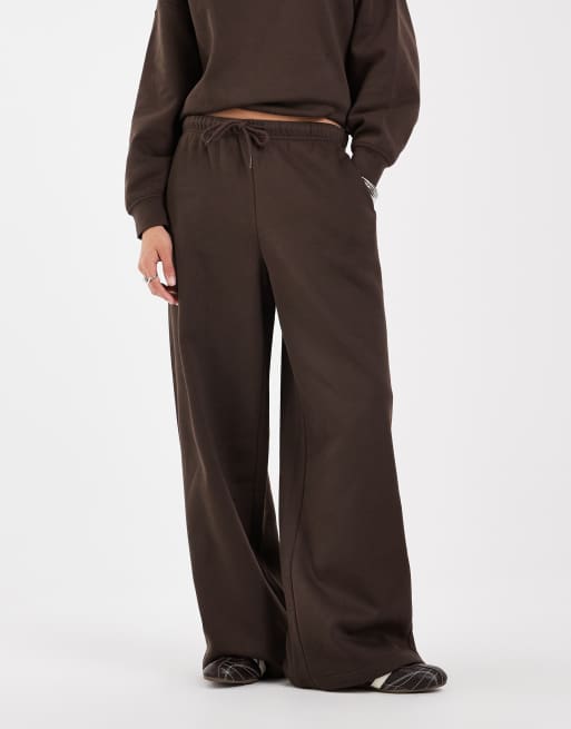 PIECES wide leg trackies in chocolate brown (Part of a set), 2 of 5