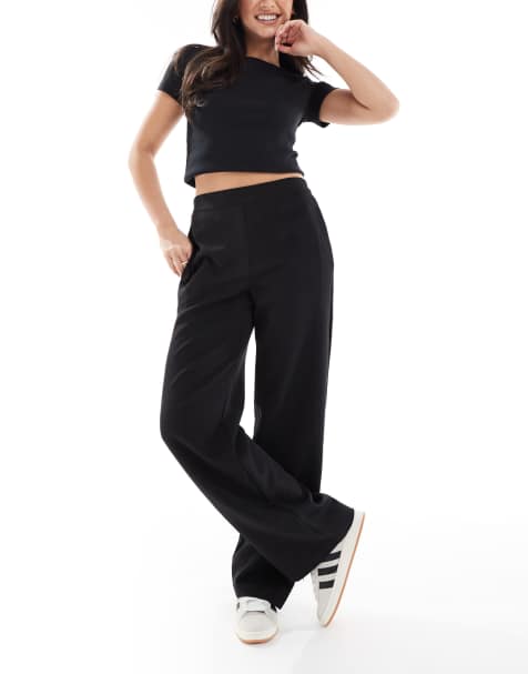 Pieces wide leg trousers in black - view 1