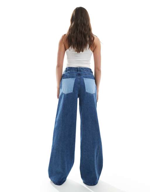 Pieces wide leg western detail jeans in light blue wash - part of a set, 2 of 5