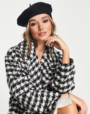 Pieces wool beret in black - ASOS Price Checker