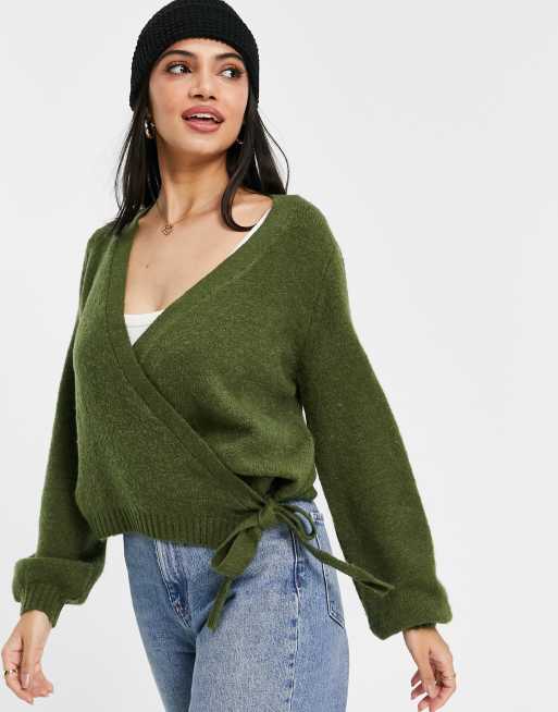 Green 2025 wrap cardigan