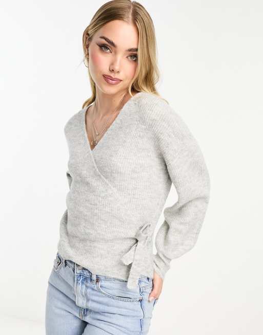 Gray on sale wrap sweater