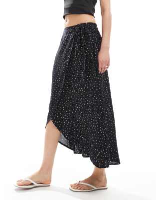 Shop Pieces Wrap Midi Skirt In Black