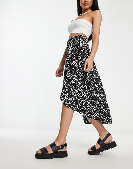 Black white wrap skirt hotsell