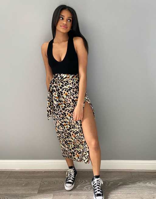 Leopard wrap hotsell skirt asos