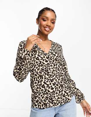 pieces wrap top in leopard print