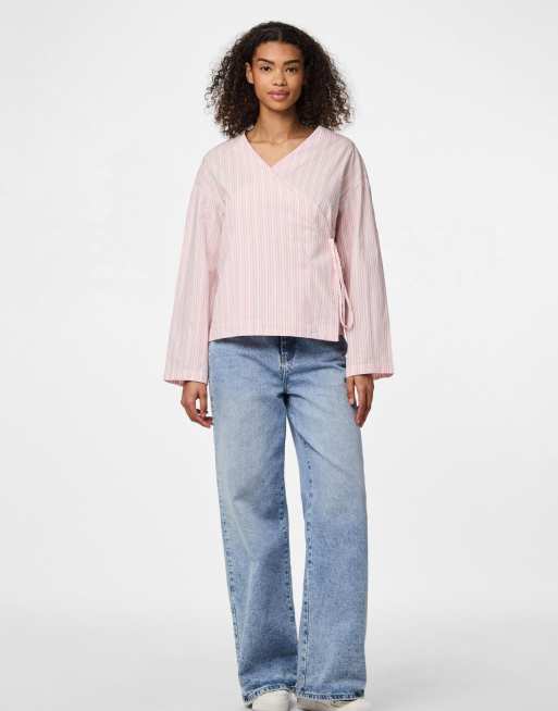 Pieces Wrap top in white | ASOS