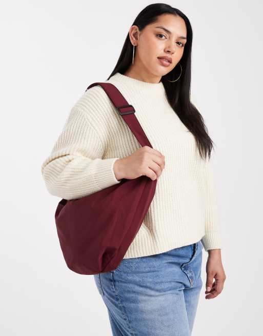 Pieces XL cross body bumbag in burgundy