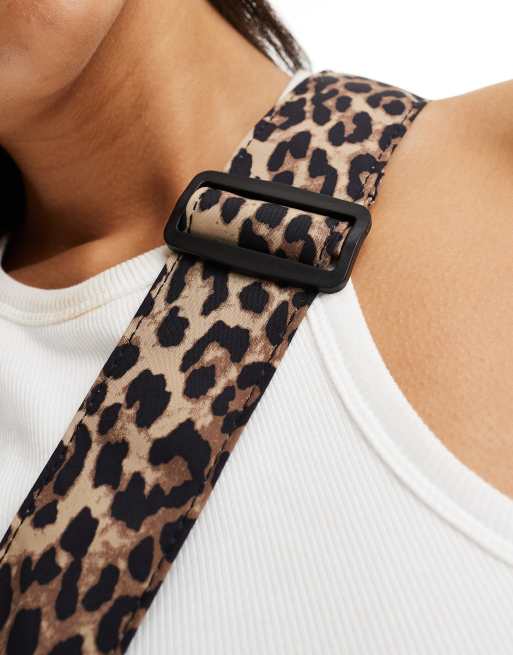 Pieces XL cross body fanny pack in leopard print