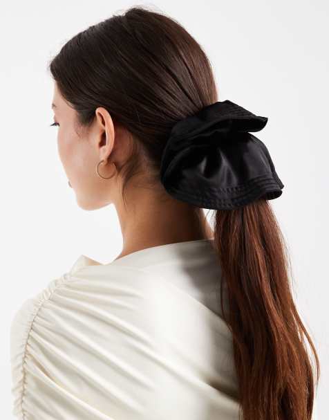 Pieces – XL – Scrunchie aus Satin in Schwarz - view 1
