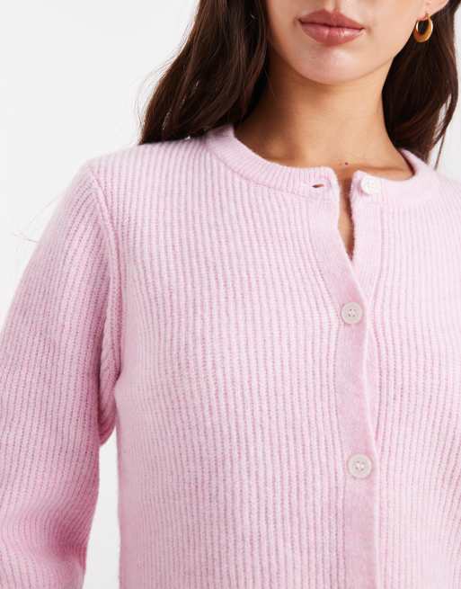 Pieces - Zacht gebreid vest met lange mouwen in roze, 3 van 4