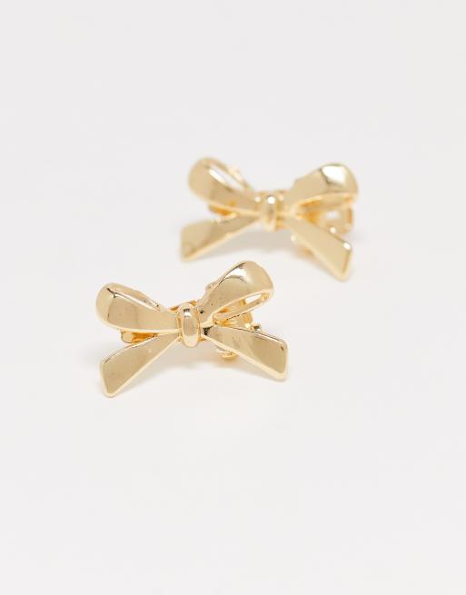 Pieces – Zestaw 2 metalowych spinek do włosów w kształcie kokardki w odcieniu złota