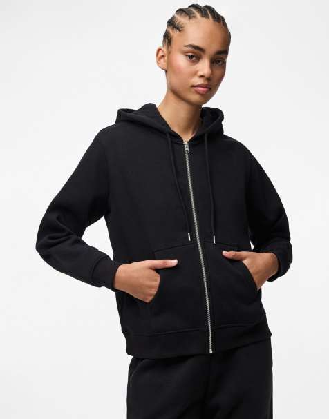 Pieces Zip-up hoodie in black - view 1