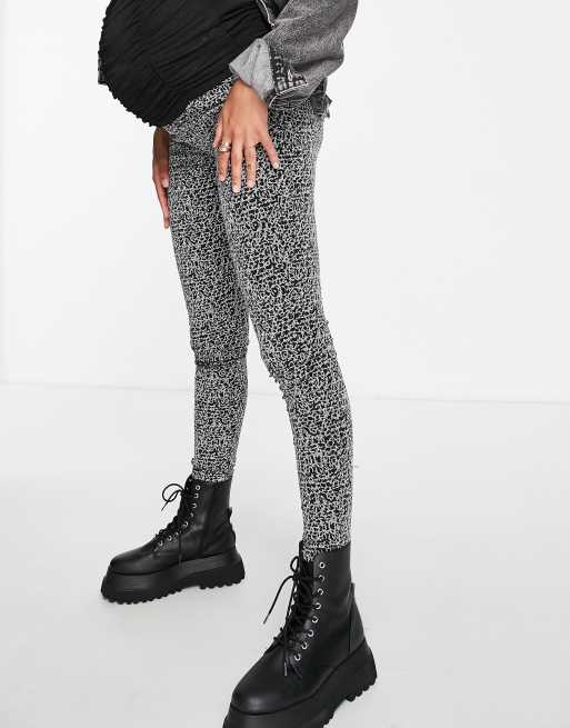 Pieces - Zwangerschapskleding - Glinsterende legging met hoge taille in zwart, 4 van 4