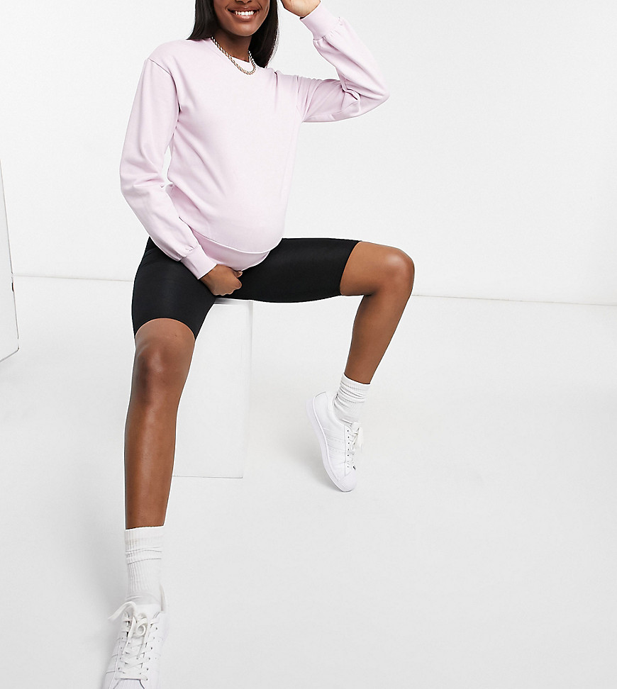 Pieces - Zwangerschapskleding - Sweatshirt met brede tailleband in lila-Roze