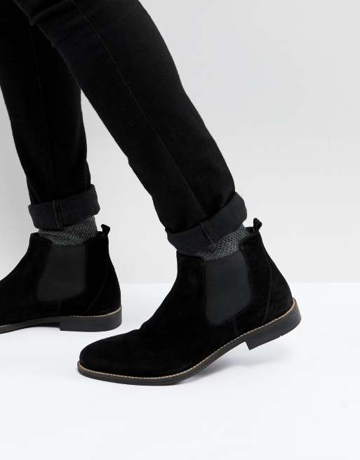 Pier One Chelsea Boots In Black Suede