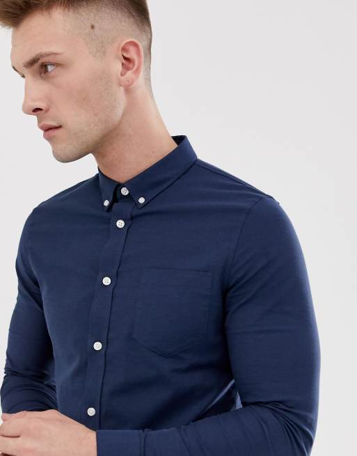 Pier One Chemise moulante Bleu foncé ASOS