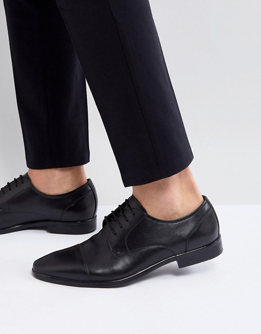 Pier One derby shoes in black leather | ASOS