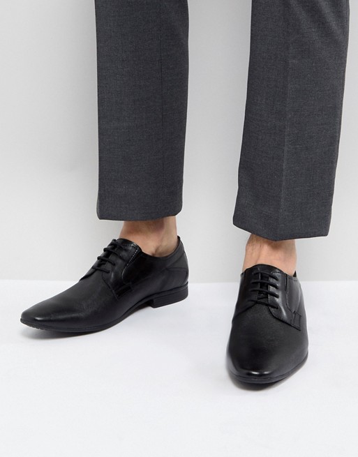 Pier One Embossed Leather Derby Shoes in Black | ASOS