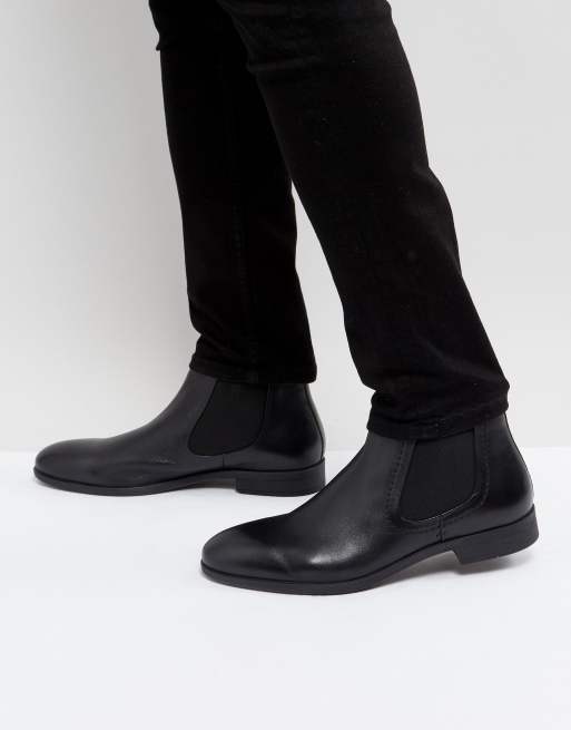 binde Dinkarville Tage en risiko Pier One Leather Chelsea Boots In Black | ASOS