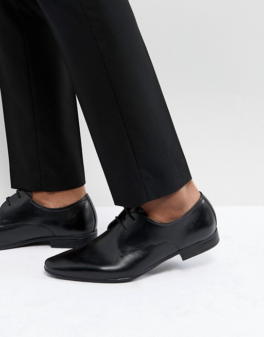 Pier One Leather Derby Shoes In Black | ASOS